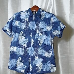 Tropical Blue‎ Leaf Print Casual Shirt